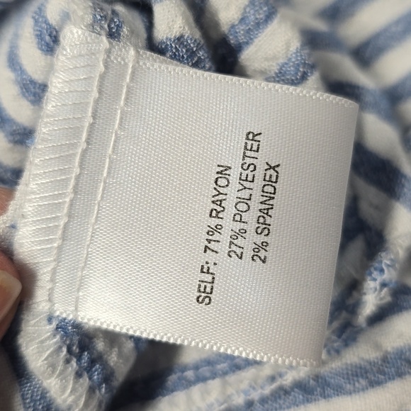 {Jane + Delancy} Women's Blue and White Striped Ruffled Sleeves Buttoned Top - Picture 13 of 14